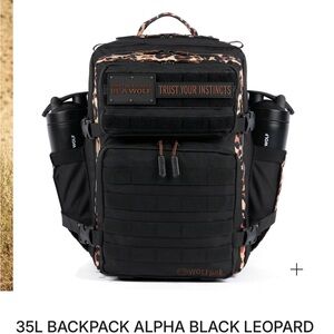 WOLF Black and Leopard Accent Men's Backpack